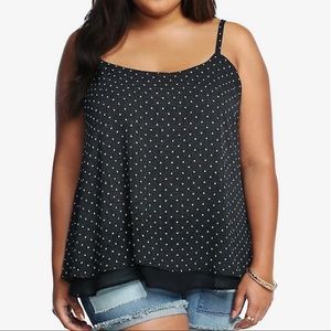 Torrid • Stars and Dot Print Black Double Layered Cami Swing Tank Size 0